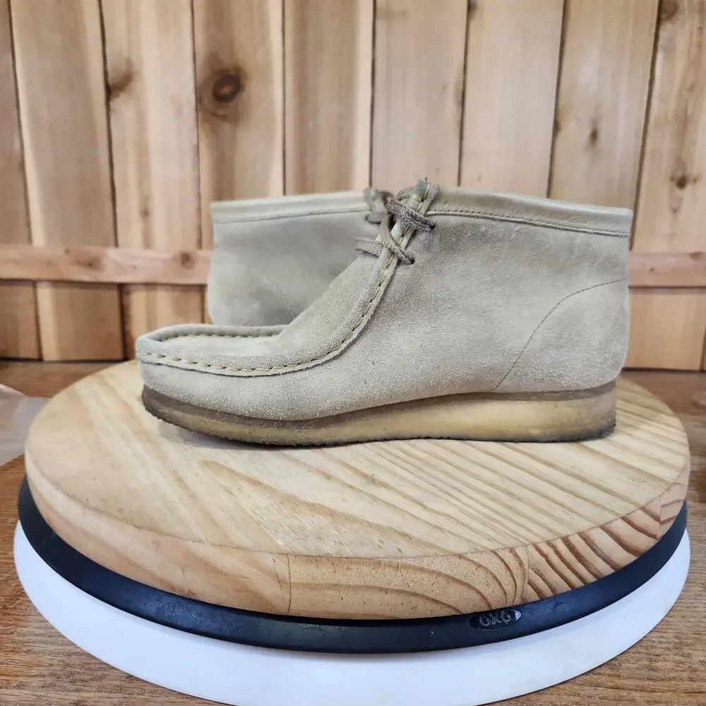 Clarks Originals Wallabee Suede Chukka Boots Mens 8 Beige Leather Crepe Sole